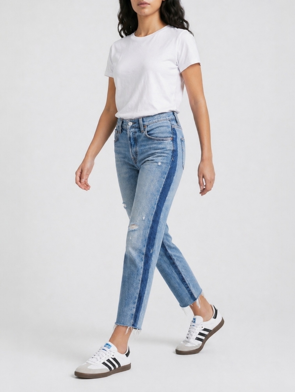 Levi’s 501 Crop Jeans Mid Rise Straight Distressed Frayed Hem Spliced Size 24